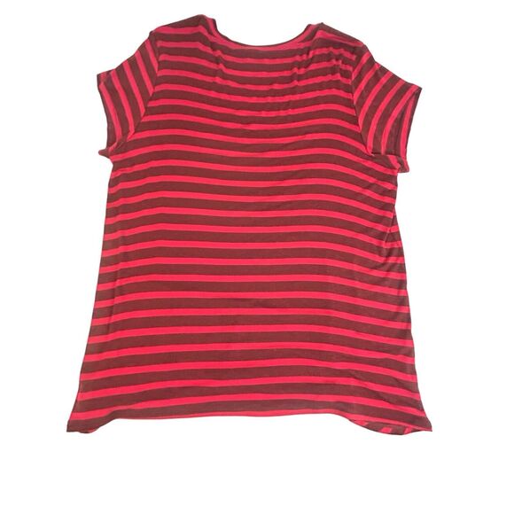 CAbi Sweet Talk Tee Women’s Size L Garnet Red Stripe Short Sleeve Shirt Peplum - Picture 11 of 12